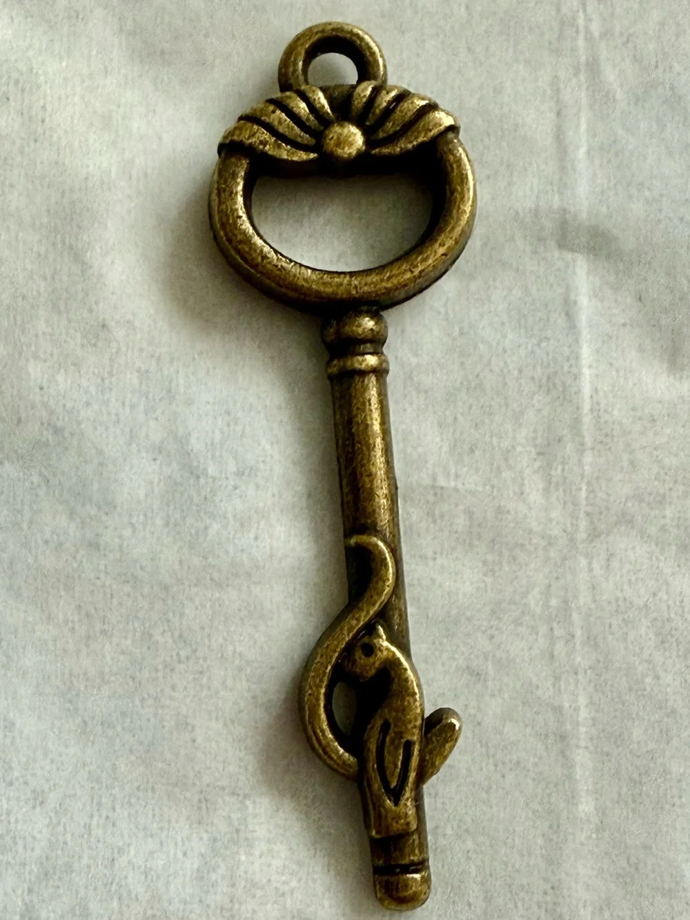 Antique-Style Key Pendant Necklace in Brass Tone